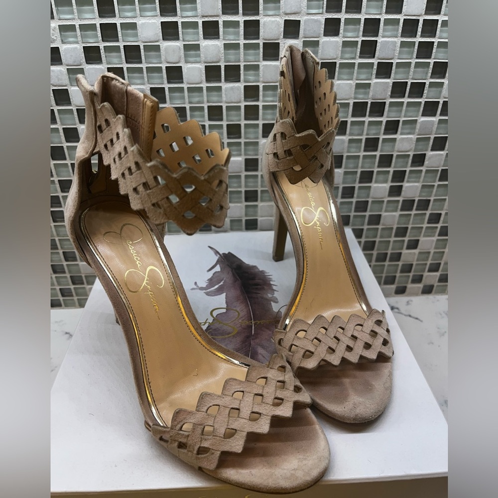 Jessica Simpson Nude Open Toe Stilettos